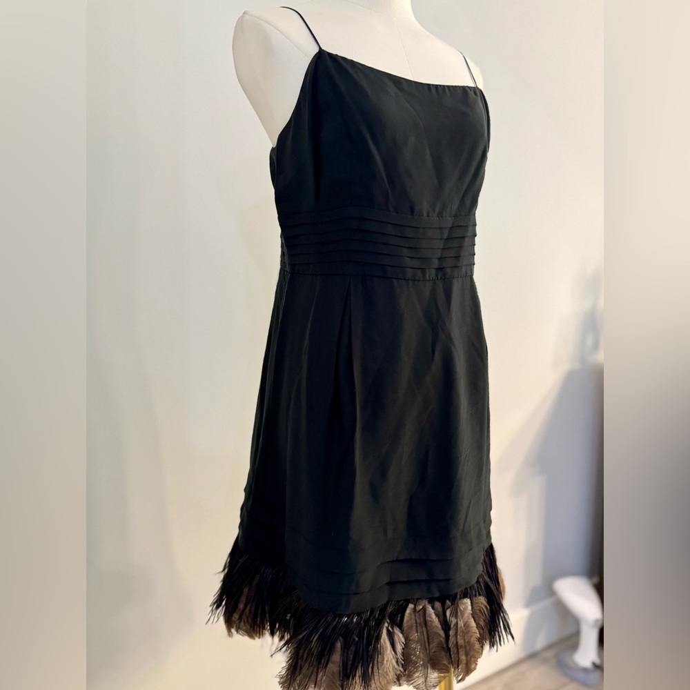 Juicy Couture Black Silk Feather Trim Mini Dress - Picture 3 of 8